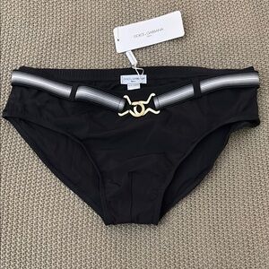Dolce & Gabbana Black Swim Briefs with Gold Accent